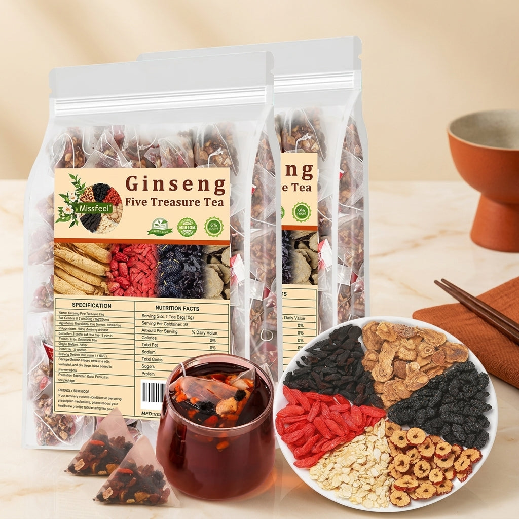 Ginseng Five Treasure Chinese herbal tea with ginseng and red dates
