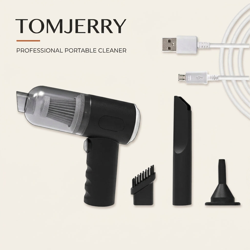 Portable handheld car vacuum cleaner with cleaning attachments