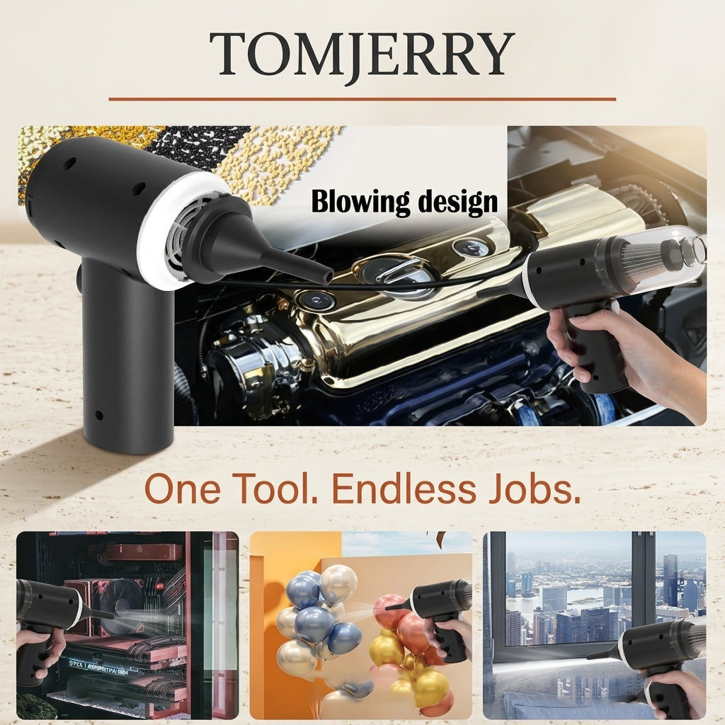 Portable handheld car vacuum cleaner with cleaning attachments
