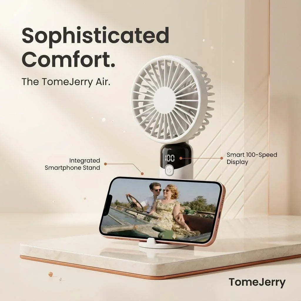 Portable USB Rechargeable Mini Fan with Phone Holder