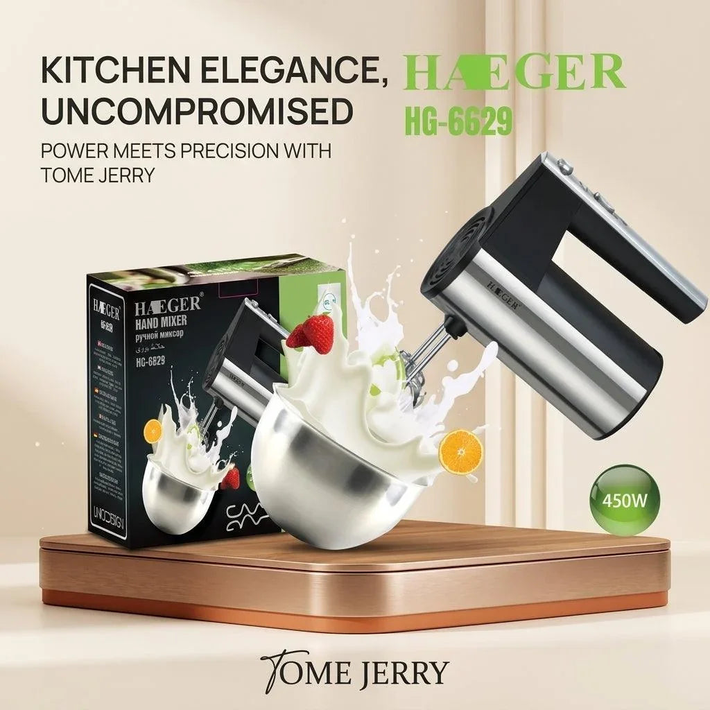 450W Electric Hand Mixer with 5 Speeds