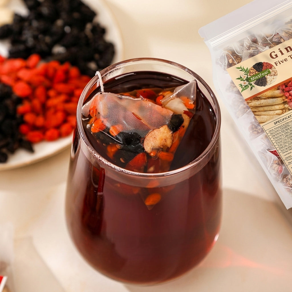 Ginseng Five Treasure Chinese herbal tea with ginseng and red dates