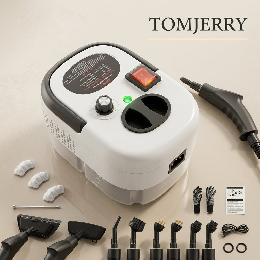 Portable 1200ml steam cleaner with multiple cleaning accessories